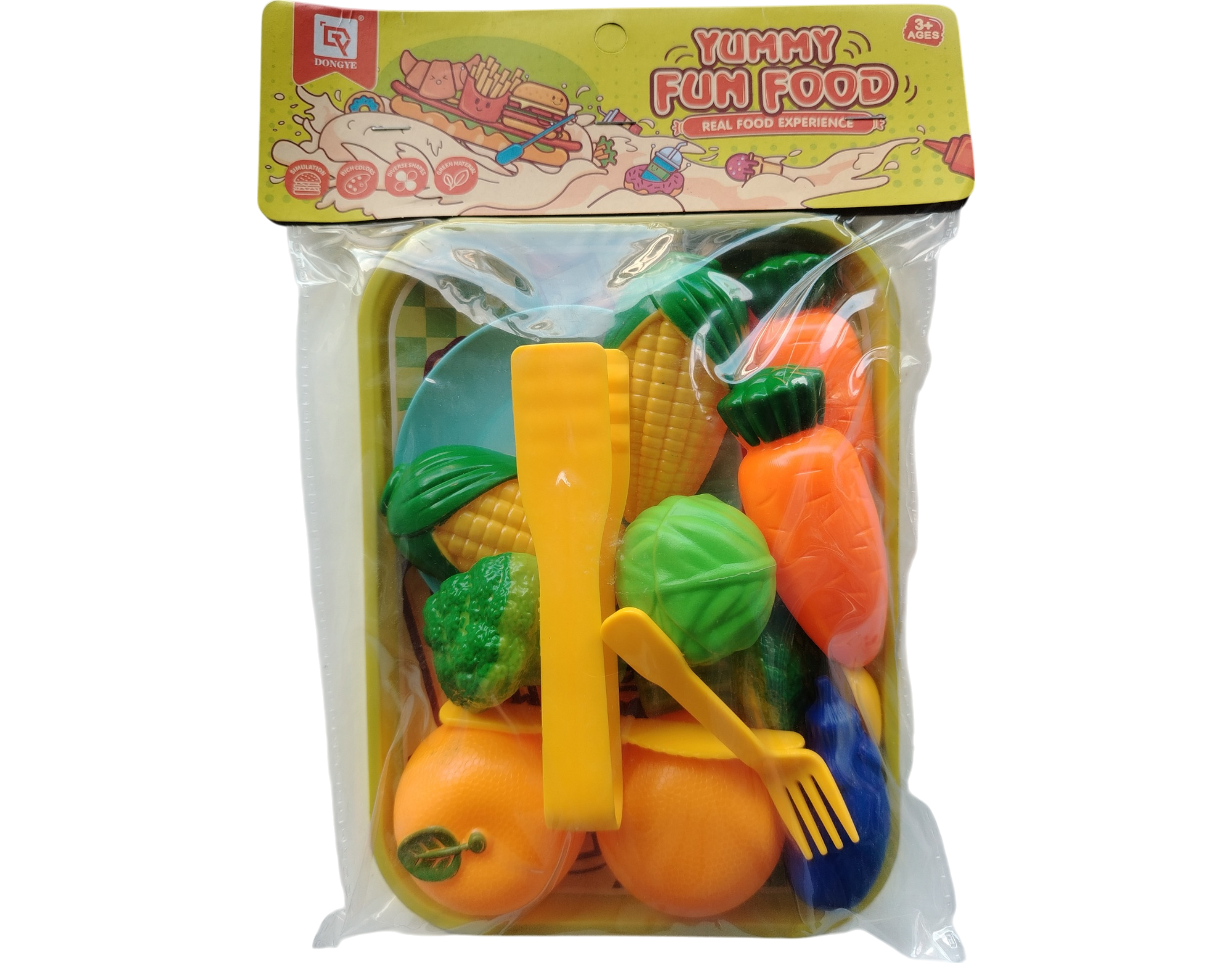 SET DE FRUTAS Y VEGETALES EN BOLSA YUMMY FUN FOOD 22X22CM