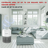 Honeywell Air Touch V1, the best air purifier for dust, operating in a modern bedroom. Honeywell Air Touch V1, the best air purifier for dust, operating in a modern bedroom.