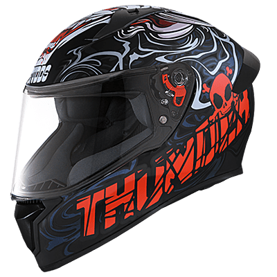 STUDDS THUNDER D9 MATT BLACK N2 RED M/V (L)