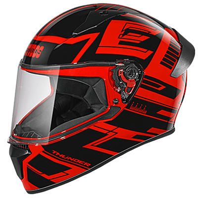 STUDDS THUNDER D3 MATT RED N9 BLACK C/V (L) WITH SPOILER AND MIRROR VISOR