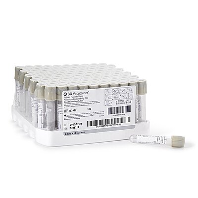 BD Vacutainer® Fluoride/Oxalate Tube 4 mL, Gray Hemogard™ (367922)