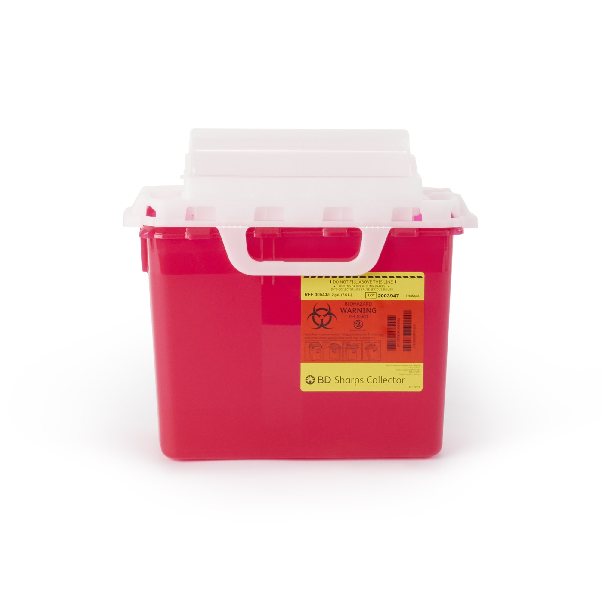 BD™ Sharps Container, Red Base, Horizontal Entry, 2 Gallon