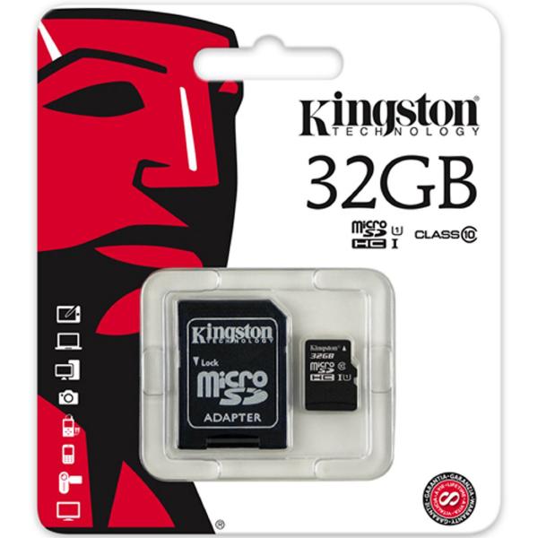 Kingston MicroSDHC Card w/ Adapter - 32GB - Class 10 Kingston MicroSDHC Card w/ Adapter - 32GB - Class 10