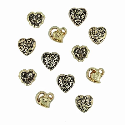 Bottoni Dress It Up Var. Small Hearts Gold