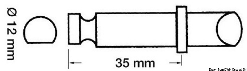 Plastic/brass rowlock 12 x 35 mm