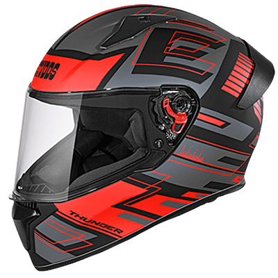 STUDDS THUNDER D3 MATT BLACK N2 RED C/V (XL) WITH SPOILER AND MIRROR VISOR STUDDS THUNDER D3 MATT BLACK N2 RED C/V (XL) WITH SPOILER AND MIRROR VISOR