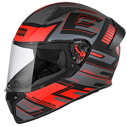 STUDDS THUNDER D3 MATT BLACK N2 RED C/V (XL) WITH SPOILER AND MIRROR VISOR