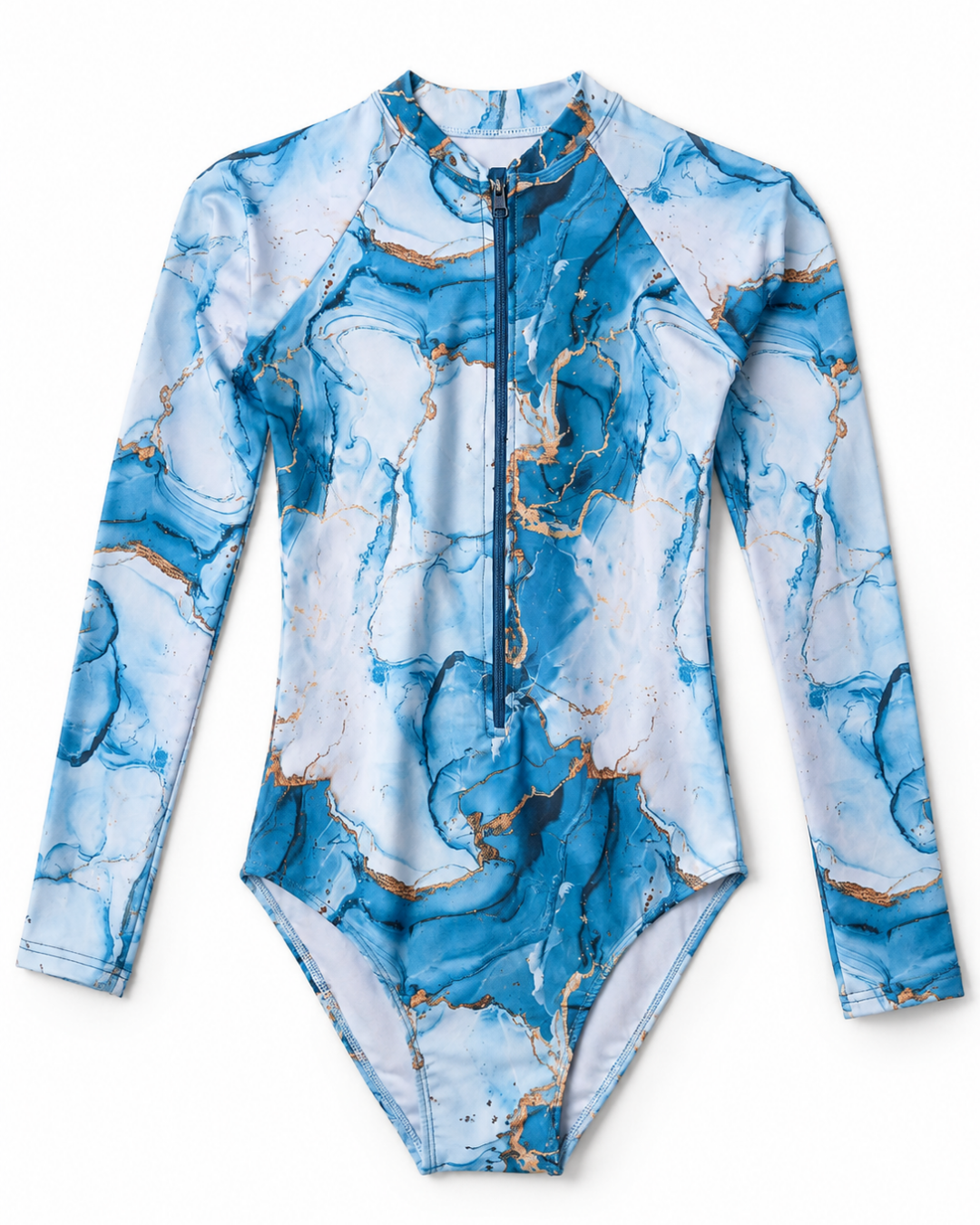 Ocean Marble Gold 5PC Modest Swimwear Set - طقم مايوه محتشم أوشن ماربل جولد – 5 قطع