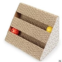 Cat Scratcher Ramp with Rolling Balls – Corrugated Cardboard Interactive Scratch Board