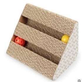 Cat Scratcher Ramp with Rolling Balls – Corrugated Cardboard Interactive Scratch Board