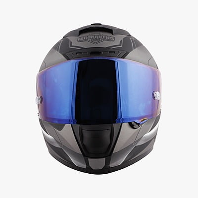 STEELBIRD SA-2 METALLIC MATT BLACK/GREY C/V (L) + EXTRA CHROME VISOR