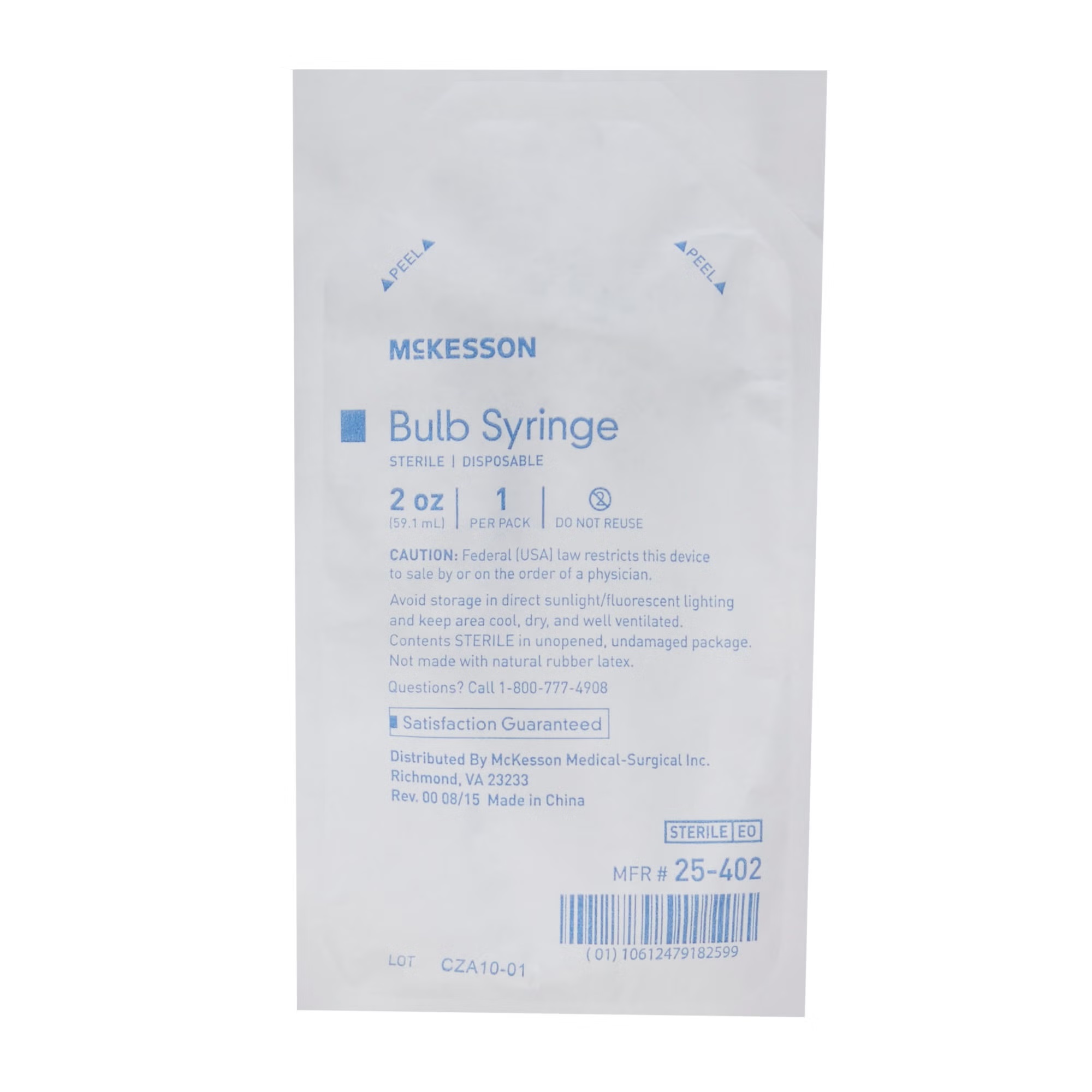 McKesson Ear / Ulcer Bulb Syringe 2 oz. Sterile Disposable Blister Pack – EA