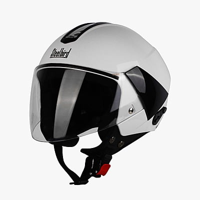 STEELBIRD SBH-5 TRIPLE NINE GLOSSY WHITE C/V 580 MM