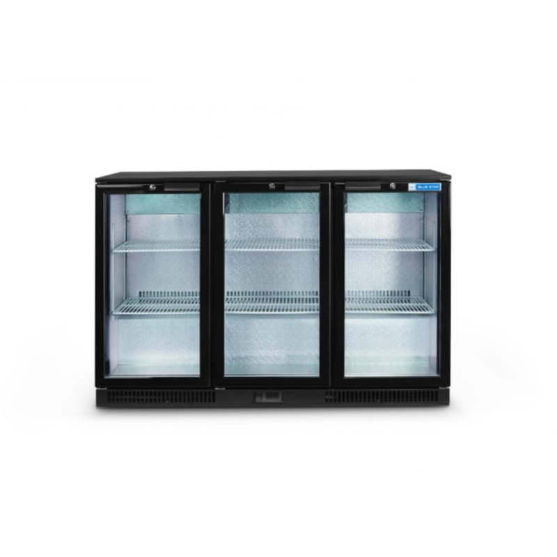 Front look of Blue Star Kitchen Refrigerator-Backbar Chiller 3 Door