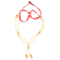 White and Gold Colour beads classic decorative garland with Red Ribbon