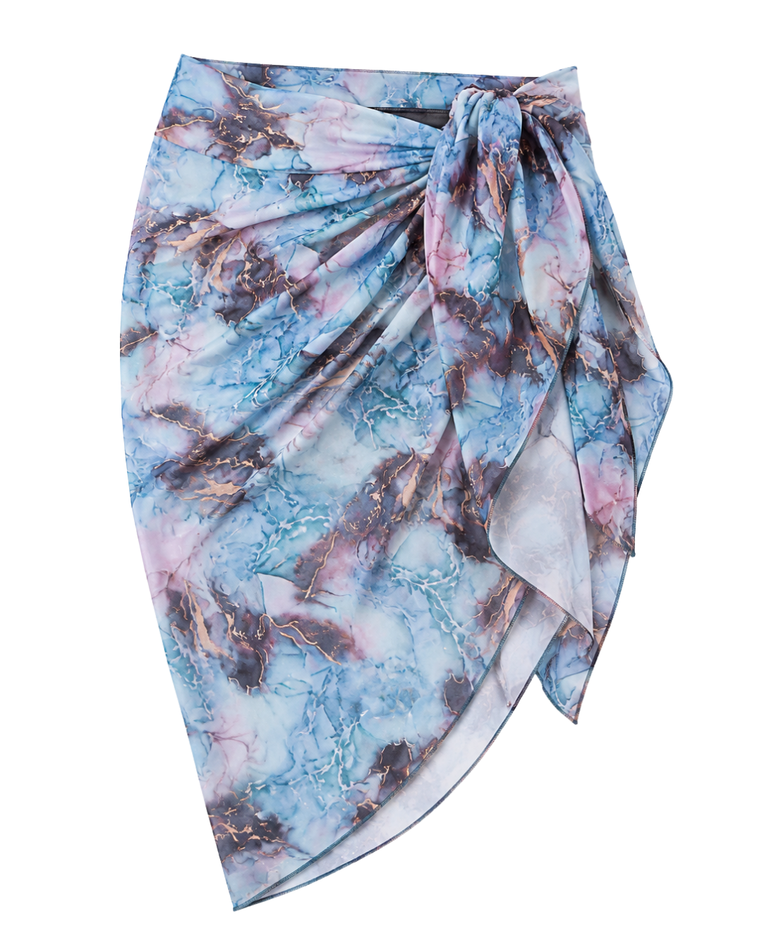 Marble Print 5-Piece Modest Swimwear Set – Blue -طقم مايوه محتشم 5 قطع بطبعة ماربل – أزرق