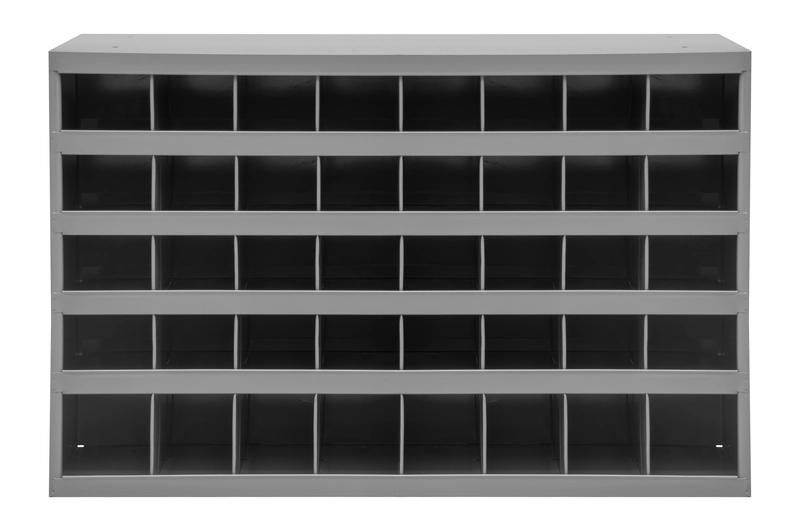Gray Steel 40 Hole Pigeonhole Bin Unit, 33.75" W x 12" D x 23.875" H