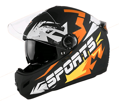 STEELBIRD SBH-34 ROX ISS R SPORTS MATT BLACK/ORANGE C/V 580 MM (M)