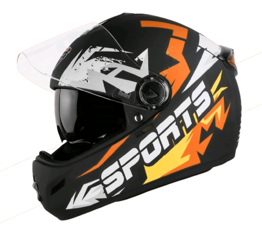 STEELBIRD SBH-34 ROX ISS R SPORTS MATT BLACK/ORANGE C/V 580 MM (M)