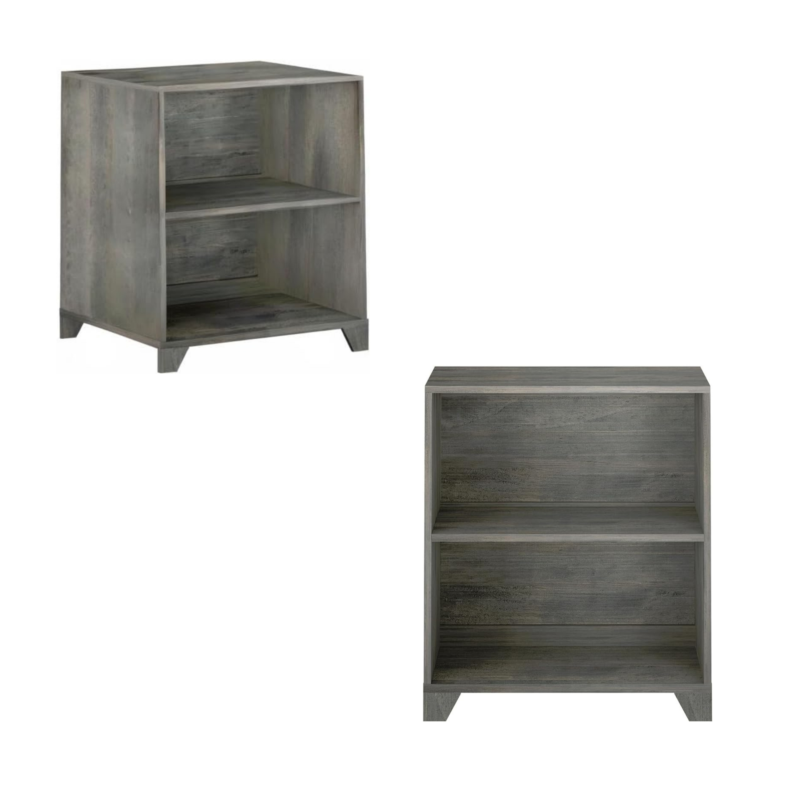 2-Shelf Solid Wood Bookcase – Driftwood Finish