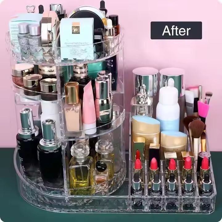 360° ROTATING ADJUSTABLE ACRYLIC COSMETICS ORGANIZER