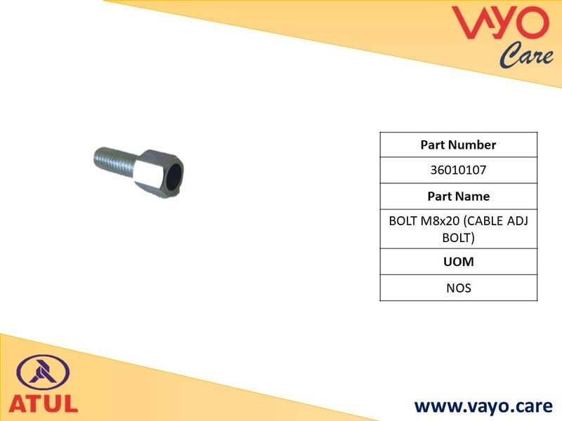 BOLT M8X20 (CABLE ADJ BOLT) - 36010107 - GEMINI ULTRA