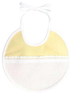 Bavaglino Pquet Rotondo da ricamare a punto croce con tela aida colore giallino