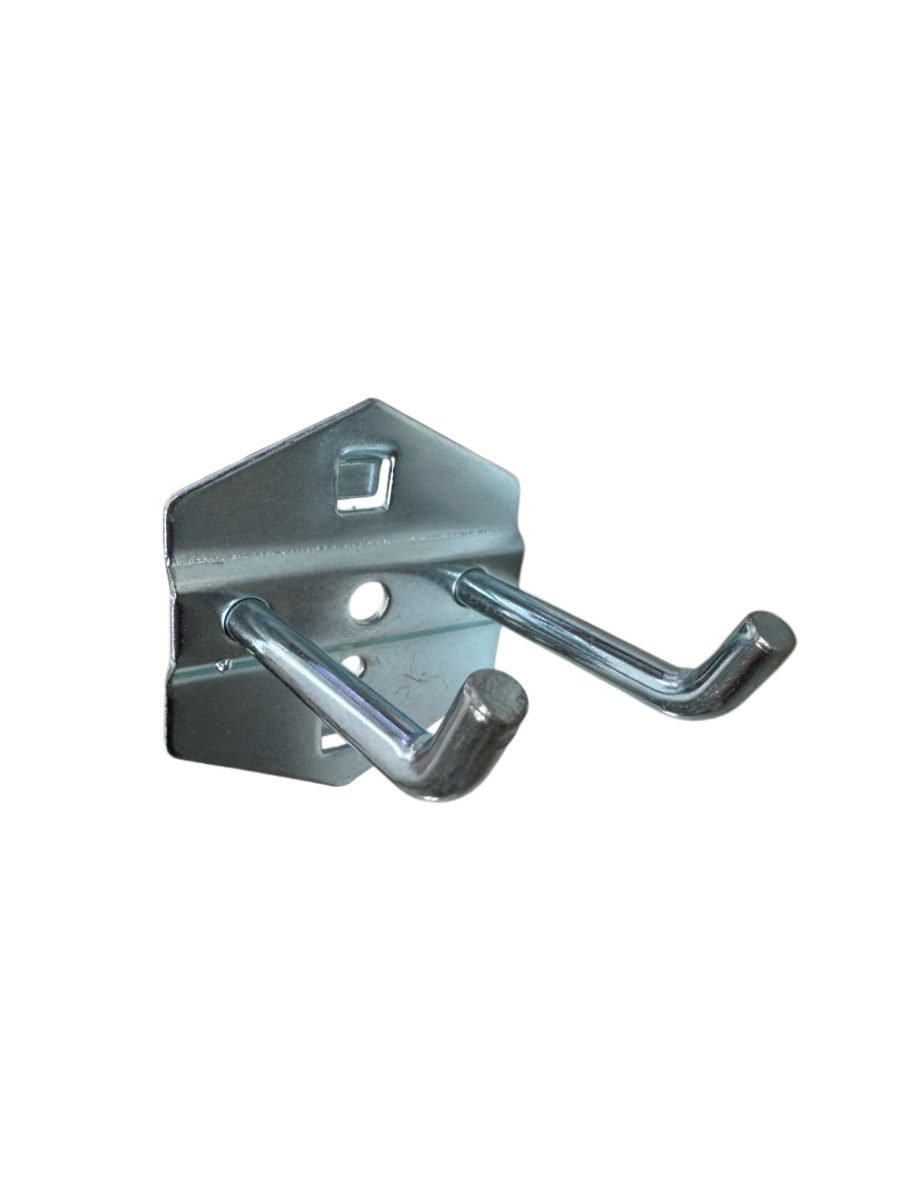 Wall Board Metal Hook, 50mm 45° Double Hook, 5-Pack | HK5045D-5