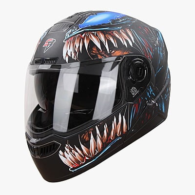 STEELBIRD SBA-7 ISS VENOM GLOSSY BLACK/BLUE C/V 600 MM