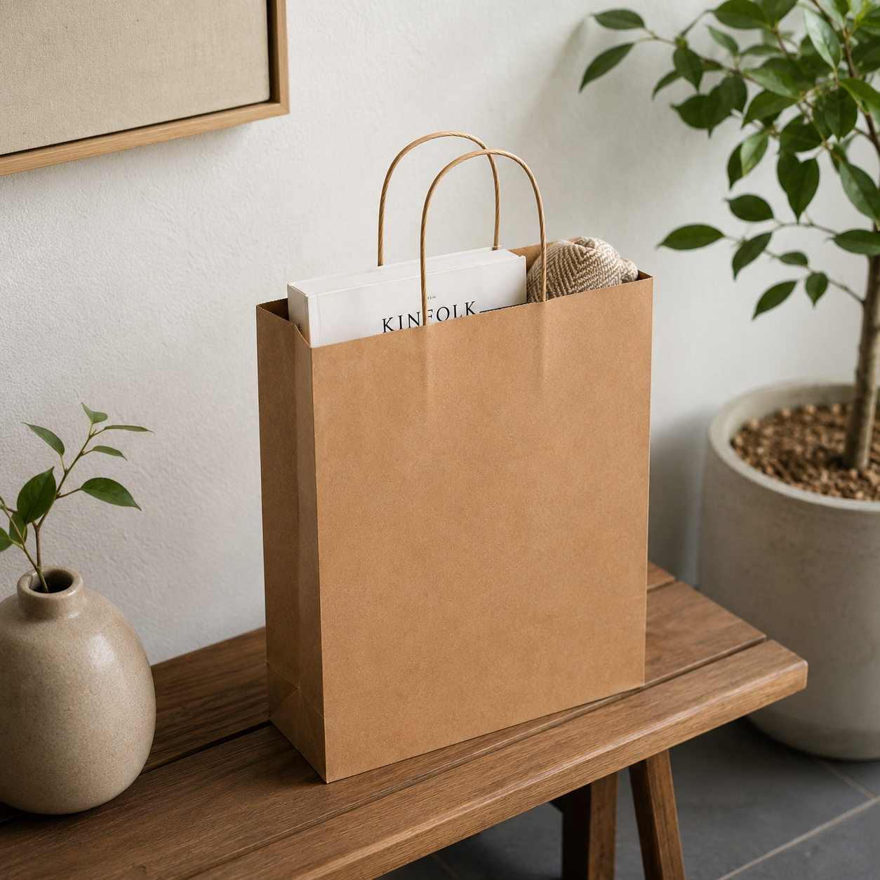 Handle Bags 60# Plain Brown 4/50
