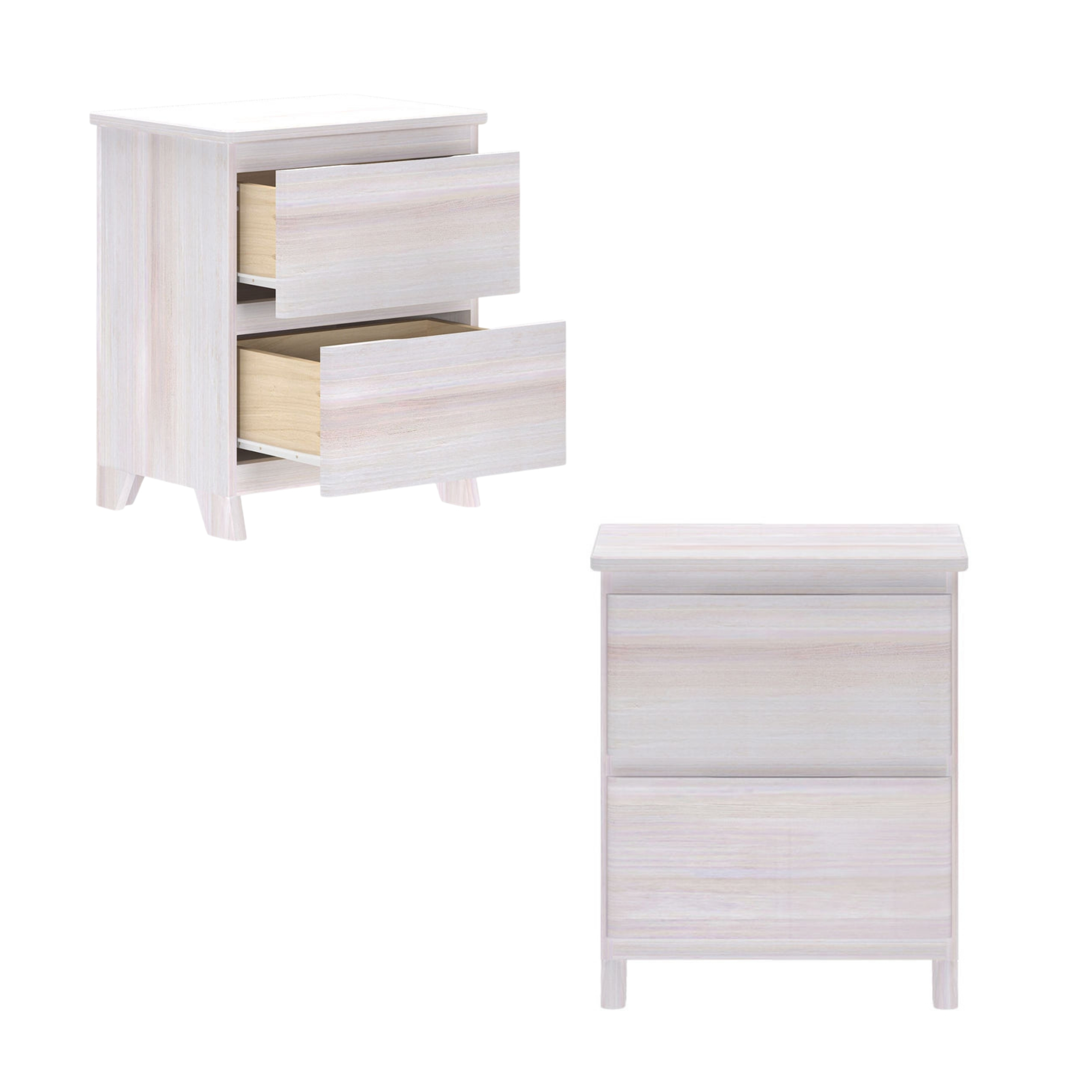 2-Drawer Nightstand – Modern Farmhouse Style, Solid Wood Constructio