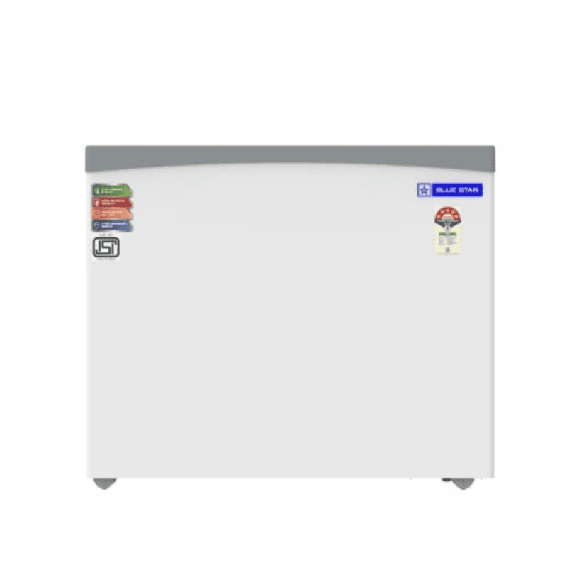 Blue Star Flat Glass Top Deep Freezer 350 Litre - Front View with Glass Top Closed