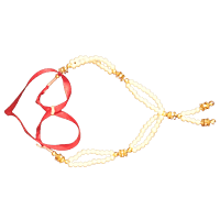 White and Gold Colour beads classic decorative garland with Red Ribbon