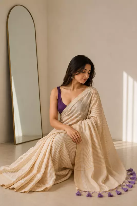 Mul cotton without blouse Kerala 2