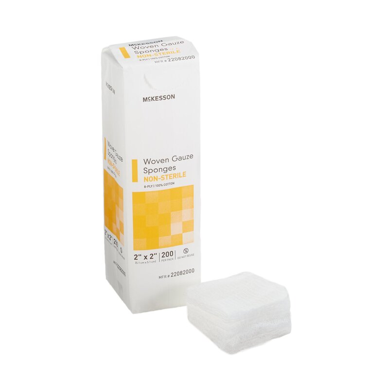 McKesson® Gauze Sponge 2 Inch × 2 Inch 8-Ply Non-Sterile 200 Count