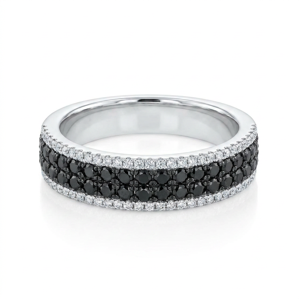 Anillo diamantes blancos y negros