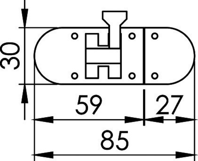 Chromed brass bolt lock 85x31 mm