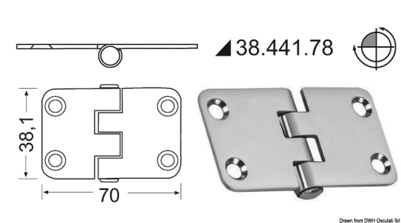 Hinge reversed pin 70 x 38.1 mm