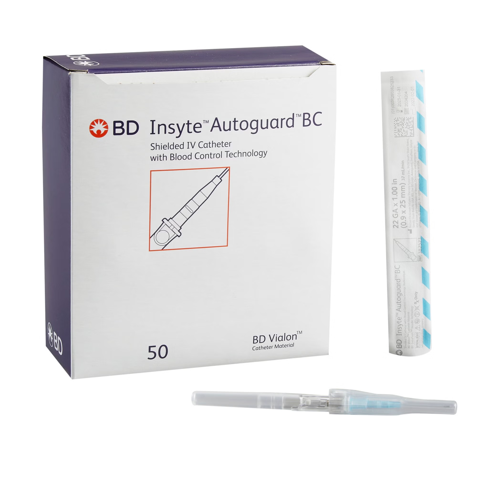 BD Insyte Autoguard BC Peripheral IV Catheters with Blood Control, Straight Hub – BX/50EA