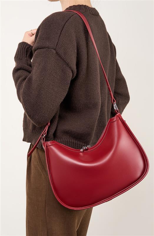 CRESCENT BAG WINE RED