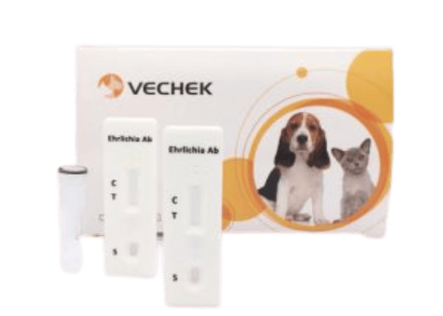 Prueba Rápida de anticuerpos para Ehrlichia canis (E. canis Ab) en cassette - Caja con 10 pruebas - VECHEK
