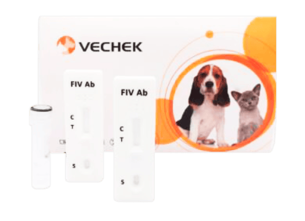 Prueba de Anticuerpos del Virus de la inmunodeficiencia Felina (FIV) en cassette - Caja con 10 pruebas - Vechek
