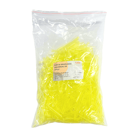 Puntas Amarillas Universales para Micropipeta de 200 uL- Bolsa con 1000 piezas- Kabla