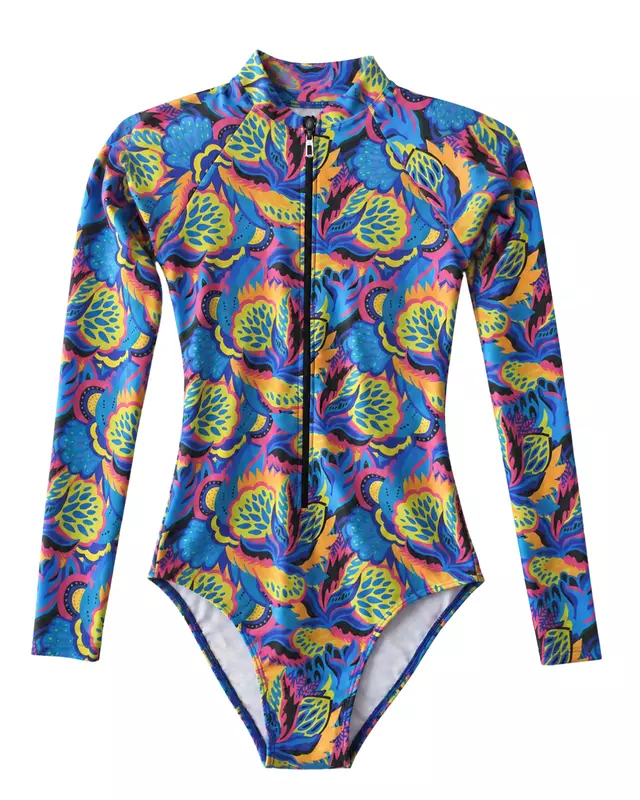 5-Piece Modest Floral Swimwear Set - طقم مايوه محتشم 5 قطع بنقشة زهور ملونة