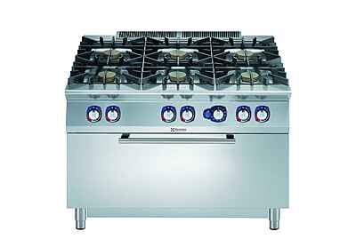 391256 6-BURNER (10KW) GAS RANGE+LARGE GAS OVEN 1200MM - 3MM WORKTOP - EL. IGNITION