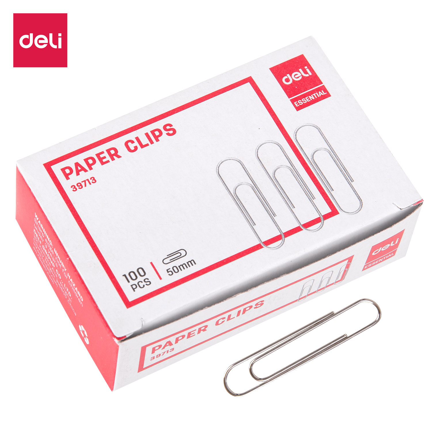DELI E39713 SILVER PAPER CLIPS 50MM 100s