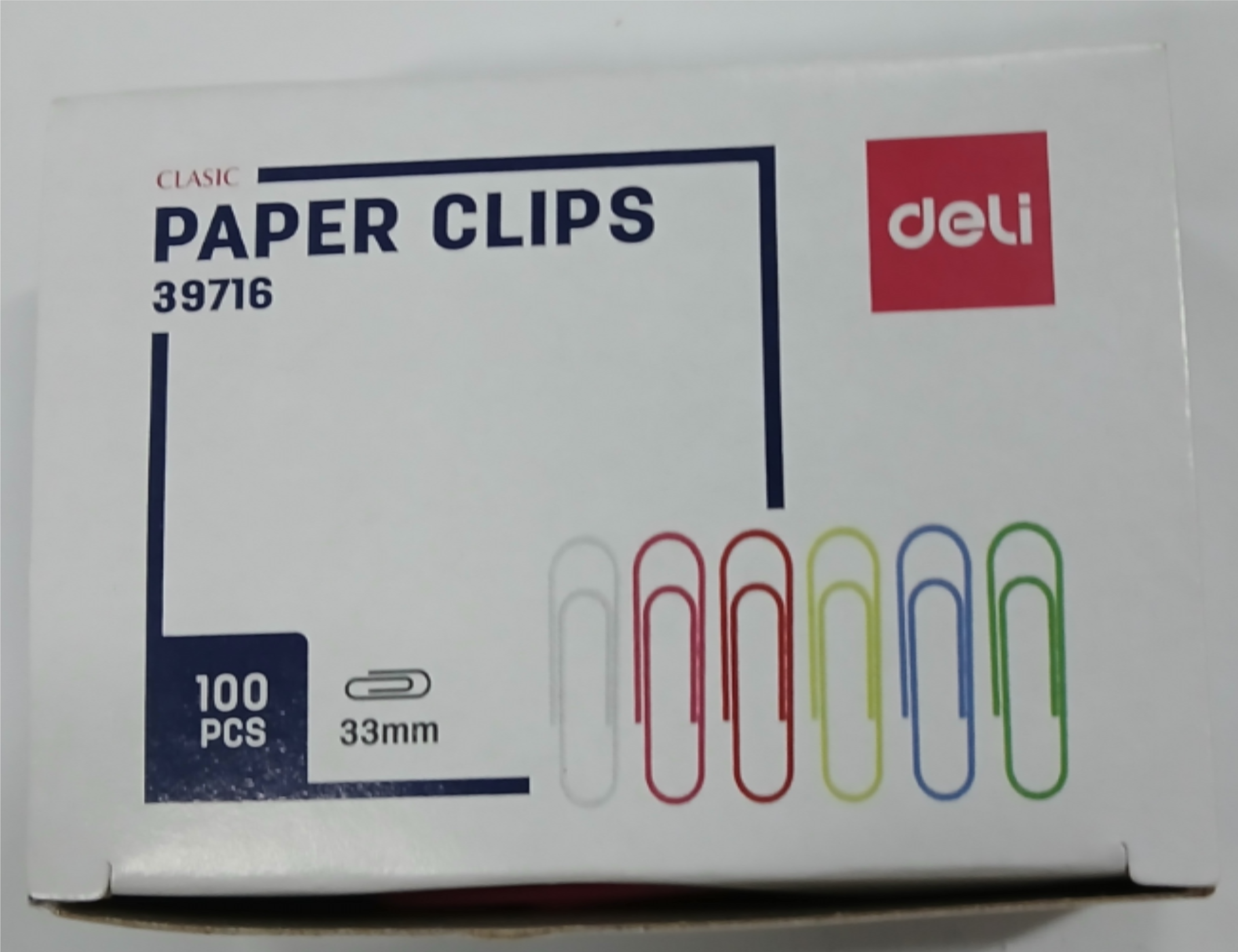 DELI E39716 COLOR PAPER CLIPS 33MM 100s