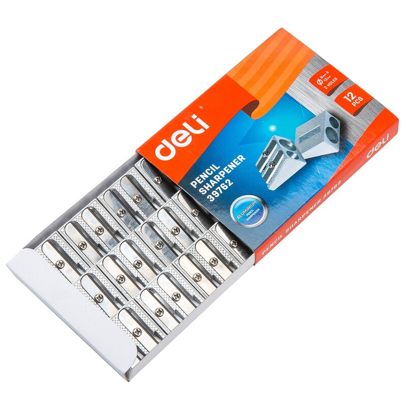 DELI E39762 ALLOY SHARPNER SILVER TWIN-HOLE