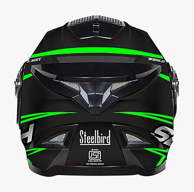 STEELBIRD SBH-17 ROBOT ICE GLOSSY BLACK/FLUO GREEN C/V (L)