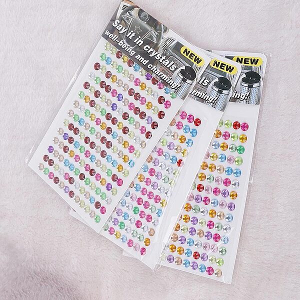 3D Crystal Stone Round Shape Multicolour Stickers 4 mm β Art & Craft and DIY Activities Small - Pack of 3